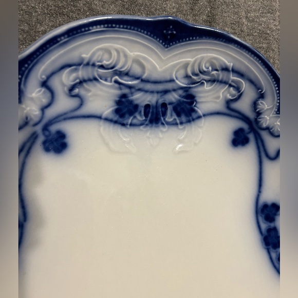 Antique New Wharf Pottery “Paris” pattern Flow Blue Large Serving Platter - Picture 5 of 11